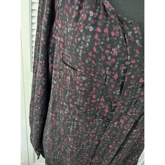 Eddie Bauer Top Women XL Red Black Dotted Long Sleeve Blouse Cottagecore Light - Picture 4 of 13